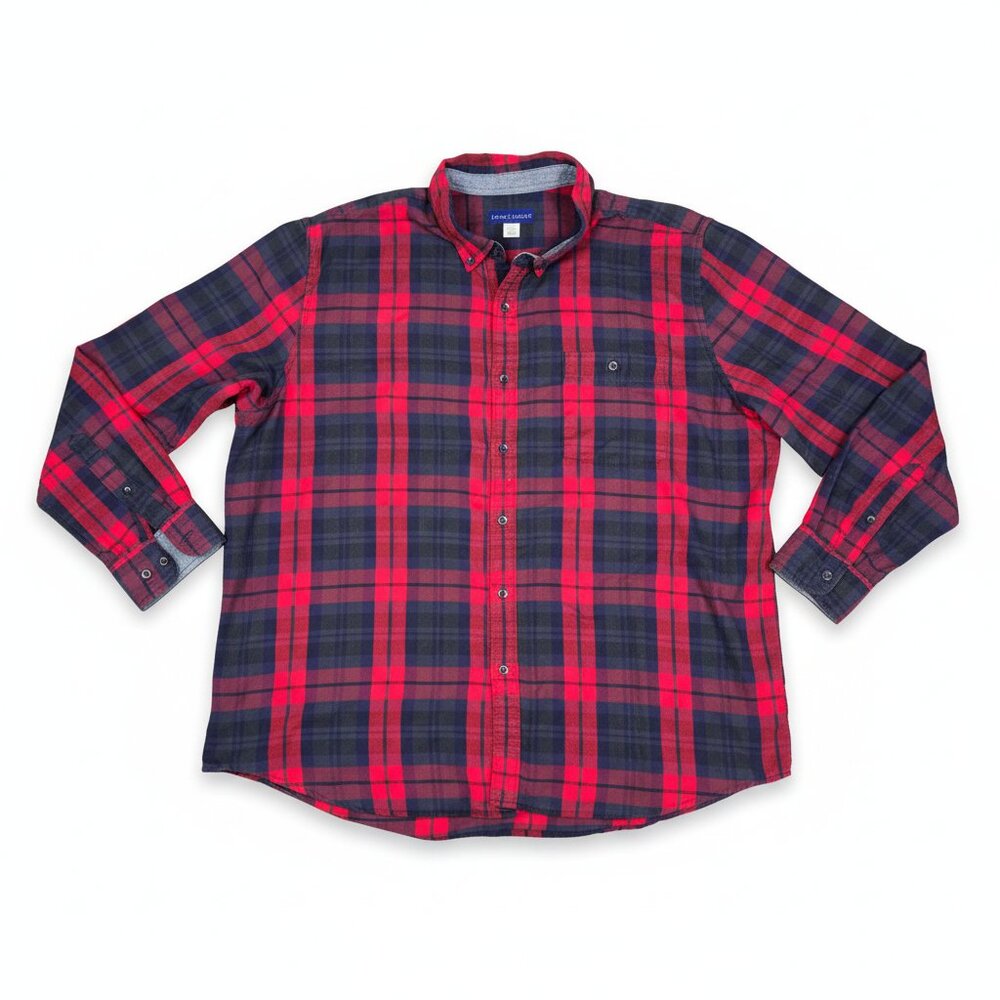 Plaid Flannel Button Front Shirt Red Blue Women's XXL